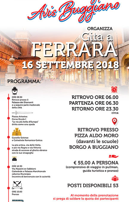 Gita a Ferrara 16 settembre 2018