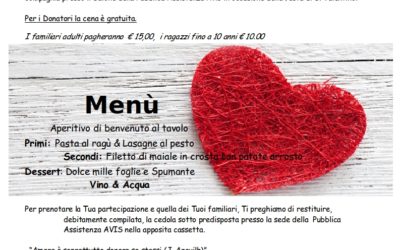CENA DI S. VALENTINO 16 FEBBRAIO 2019